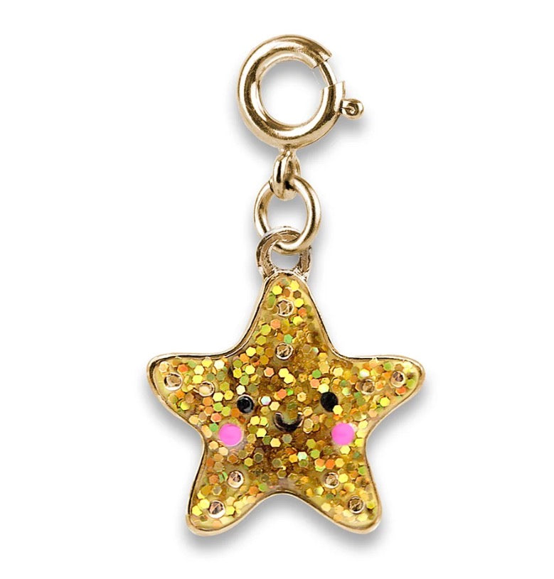 Gold Glitter Starfish Charm HGT26