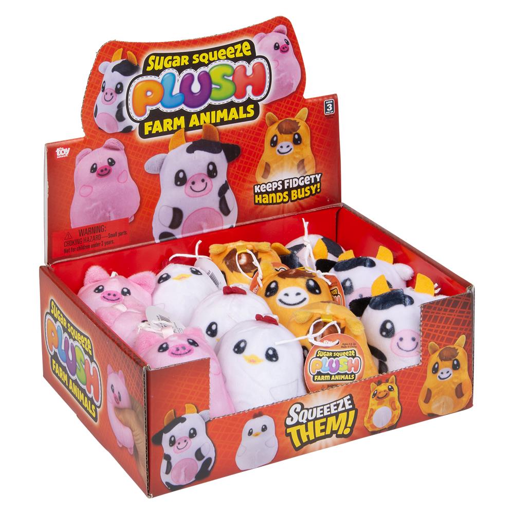 Farm Animals Sugar Plush Squeeze Assorted (Pig Chicken Cow Horse) TNR26