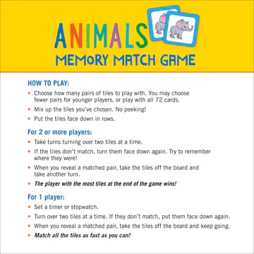 Animals Memory Match Game PU26