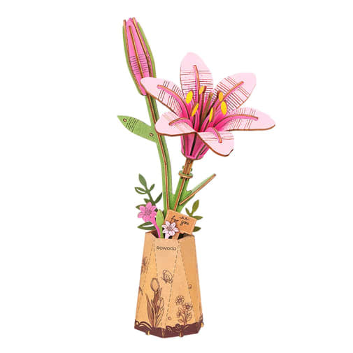 Pink Lily Wood Flower RBM26
