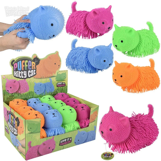 Kitty Cat Shaggy Puffer Fidget 7" TNR26