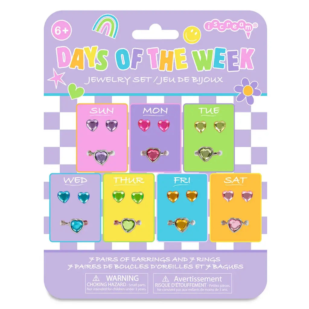 Days of the Week Ring Earring Stick On Set ISC26