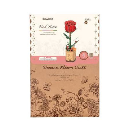 Red Rose Wood Flower RBM26