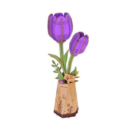Purple Tulip Wood Flower RBM26