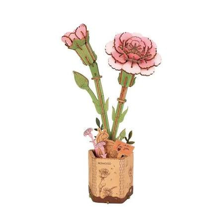 Carnation Pink Crate Wood Flower RBM26