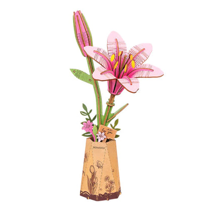 Pink Lily Wood Flower RBM26