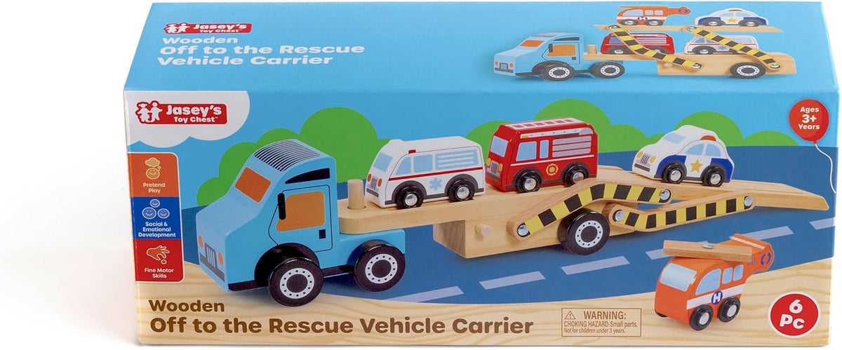 Vehicle Carrier Off To The Rescue Wooden JCH26