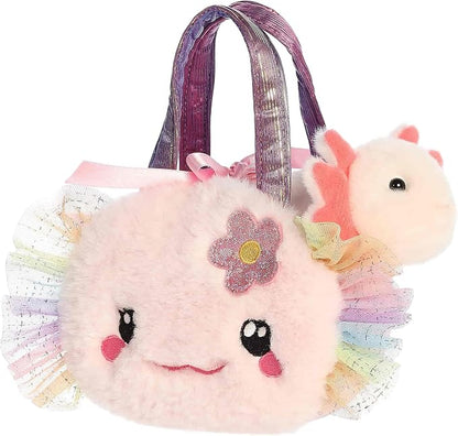 Fuzzy Face Rainbow Axolotl Purse 07" AA26