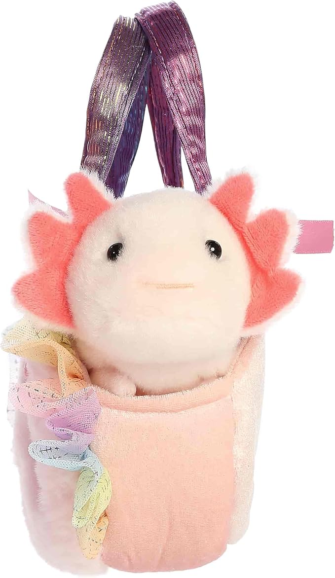 Fuzzy Face Rainbow Axolotl Purse 07" AA26