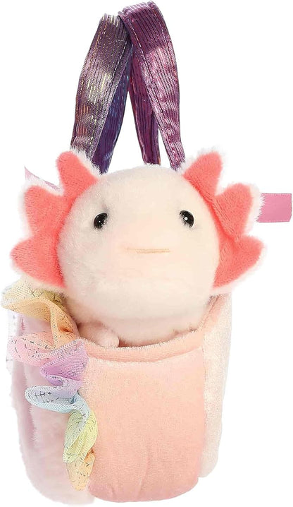 Fuzzy Face Rainbow Axolotl Purse 07" AA26