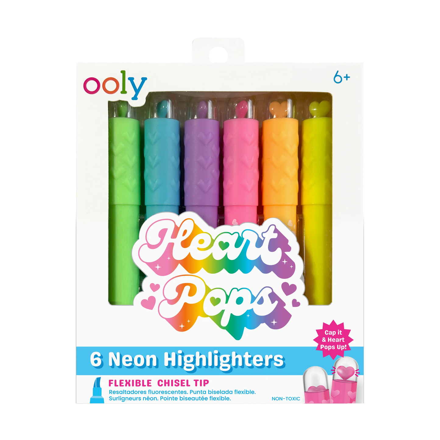 Neon Heart Pops Highlighter 6 Pack IAR25